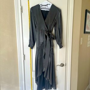 Gorgeous Holiday silver wrap dress.